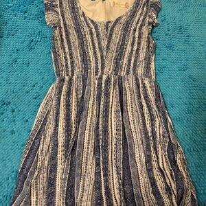 Altard State Size XS Blue and White Boho Mini Dress